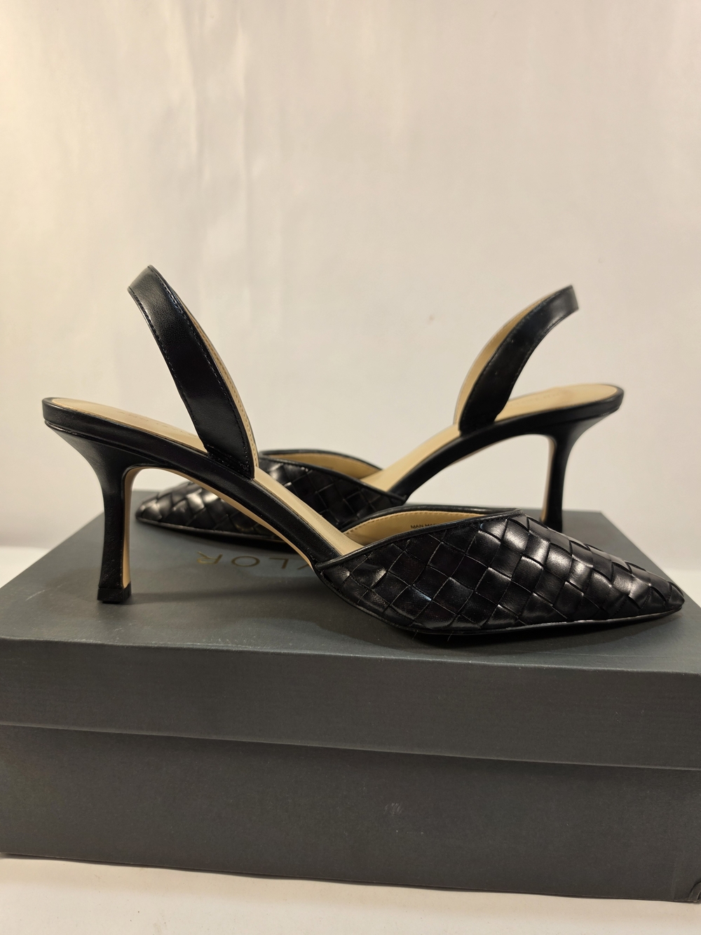 Ann Taylor Kerry Weaved Black Leather Slingbacks - Women's 8.5
